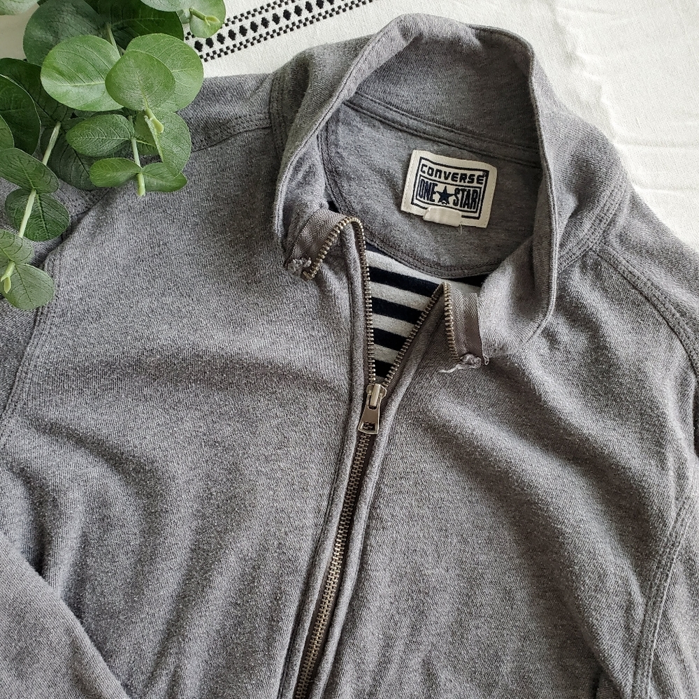 Converse | Knit Gray Zip Up Jacket